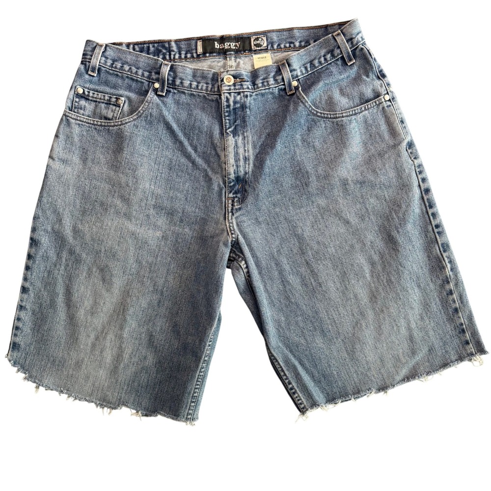 Levi's SilverTab Baggy Shorts 38 Blue Denim Cut Off Raw Hem Vintage 90s Jorts